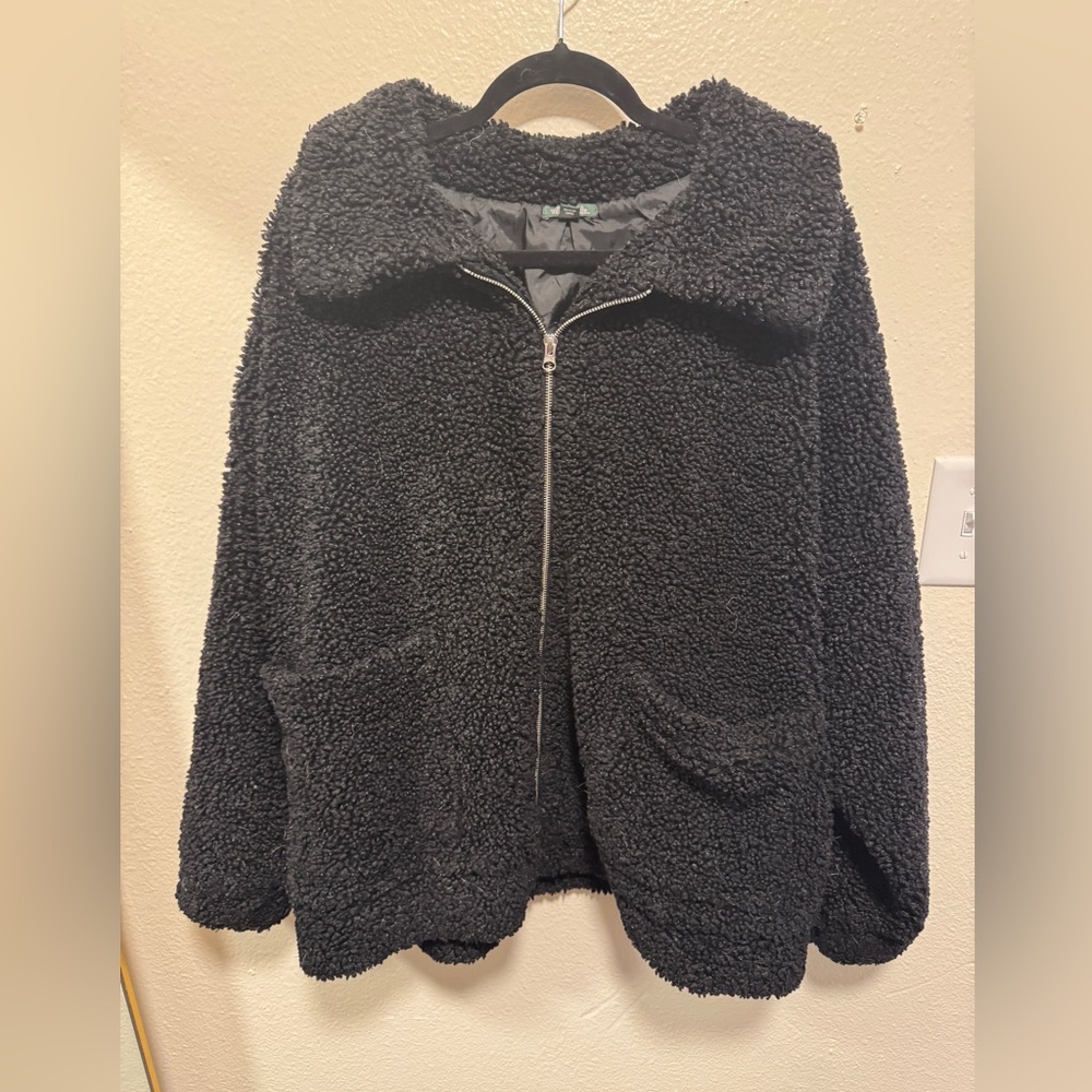 wild fable Black Teddy Zip-Up Jacket